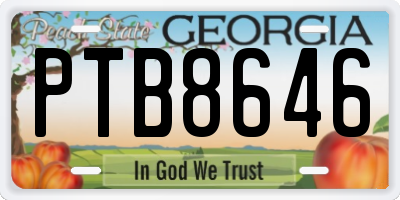 GA license plate PTB8646