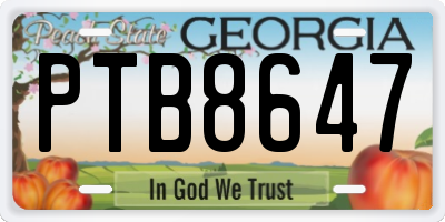 GA license plate PTB8647