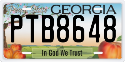 GA license plate PTB8648