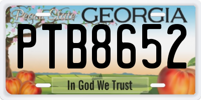 GA license plate PTB8652
