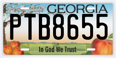 GA license plate PTB8655