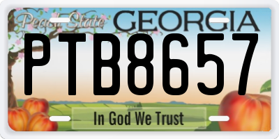 GA license plate PTB8657