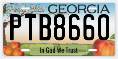 GA license plate PTB8660