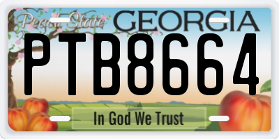 GA license plate PTB8664