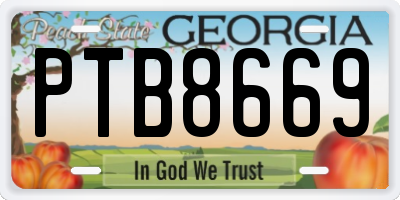 GA license plate PTB8669