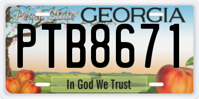 GA license plate PTB8671