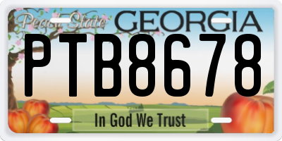 GA license plate PTB8678