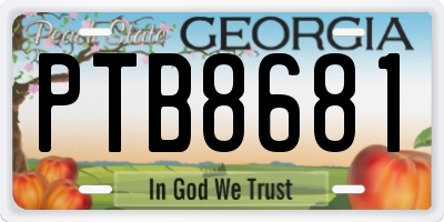 GA license plate PTB8681