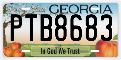 GA license plate PTB8683