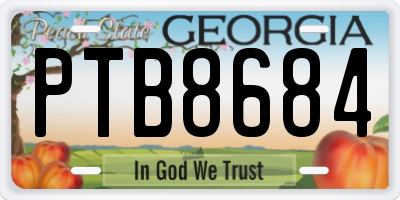 GA license plate PTB8684