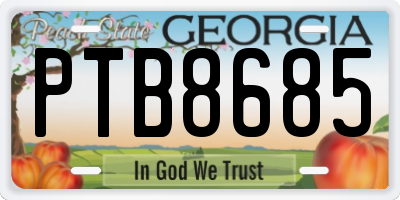 GA license plate PTB8685