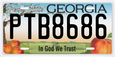 GA license plate PTB8686