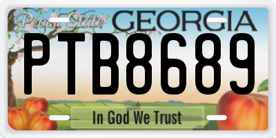 GA license plate PTB8689