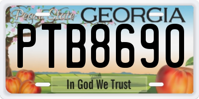 GA license plate PTB8690