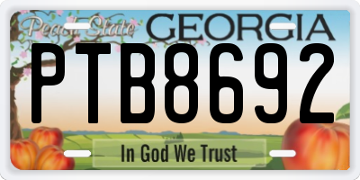 GA license plate PTB8692