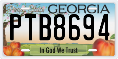 GA license plate PTB8694
