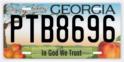 GA license plate PTB8696