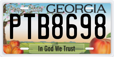 GA license plate PTB8698