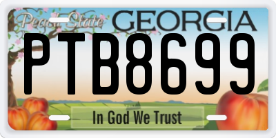 GA license plate PTB8699