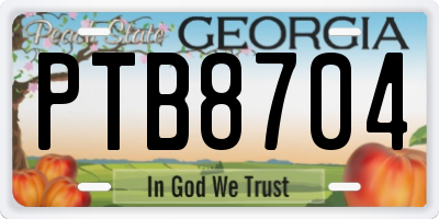 GA license plate PTB8704