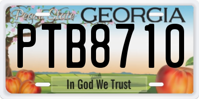 GA license plate PTB8710