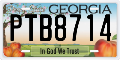 GA license plate PTB8714