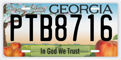 GA license plate PTB8716