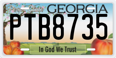 GA license plate PTB8735
