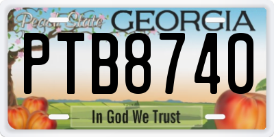 GA license plate PTB8740