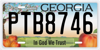 GA license plate PTB8746