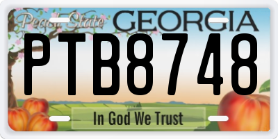 GA license plate PTB8748