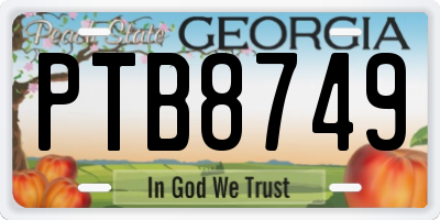 GA license plate PTB8749
