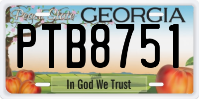 GA license plate PTB8751