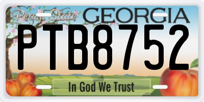 GA license plate PTB8752