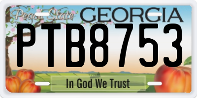 GA license plate PTB8753