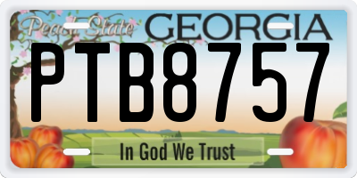GA license plate PTB8757