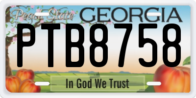 GA license plate PTB8758