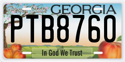 GA license plate PTB8760