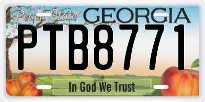 GA license plate PTB8771