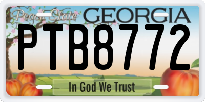 GA license plate PTB8772