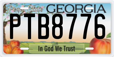 GA license plate PTB8776