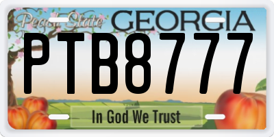 GA license plate PTB8777