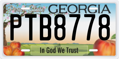 GA license plate PTB8778