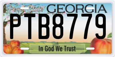 GA license plate PTB8779