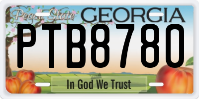 GA license plate PTB8780