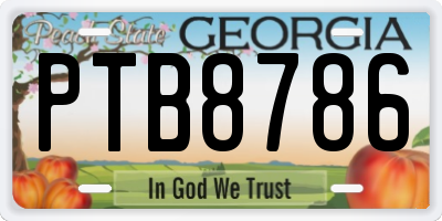 GA license plate PTB8786