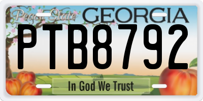 GA license plate PTB8792