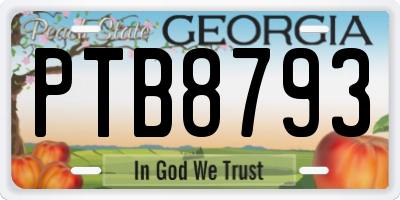 GA license plate PTB8793