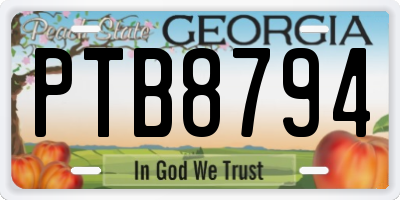 GA license plate PTB8794