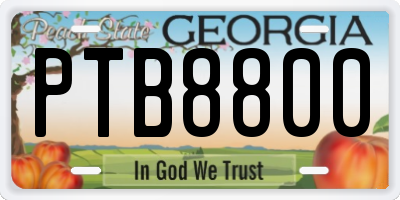 GA license plate PTB8800